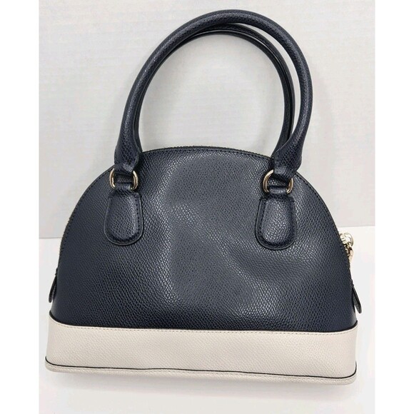 Coach Mini Cora Domed Satchel Bi Color Leather F34517 Midnight Blue W/ Wristlet - Picture 3 of 16